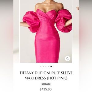 ALIEVA - Tiffany Dupioni Puff Sleeve Mini Dress (Hot Pink)